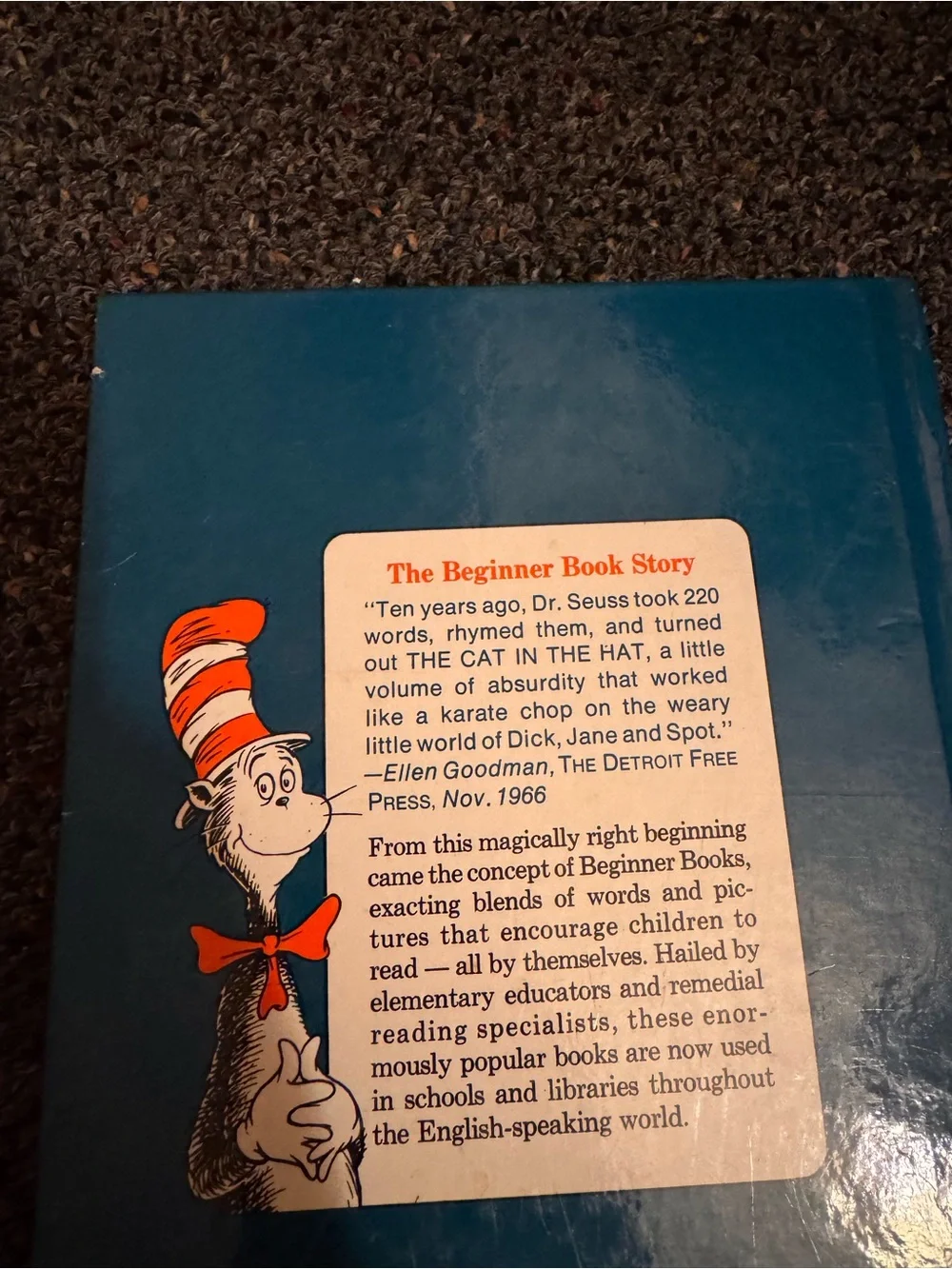 Dr. Seuss Blue Cover Hat Illustration with Red and White Accents
